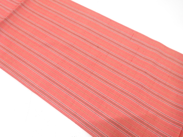 節紬　縞模様織り出し　名古屋帯